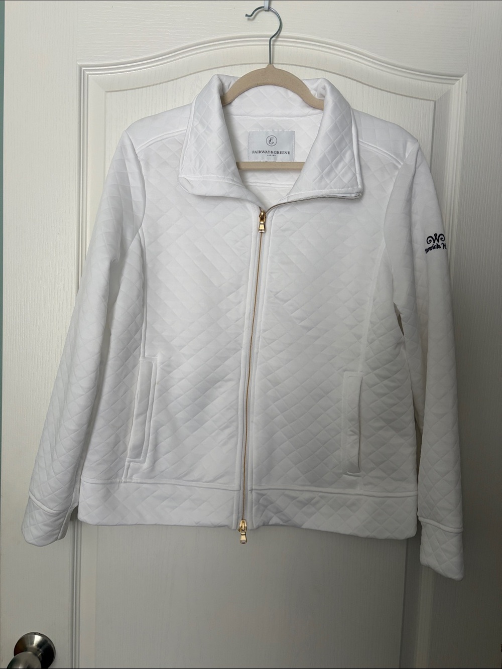 Quilted White Zip-Front Jacket